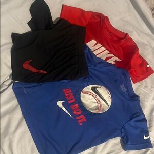 Nike 5-6 YRS Boys 3-Pc Performance Set- 2 Dri-Fit Tees & 1 Pair Black Shorts